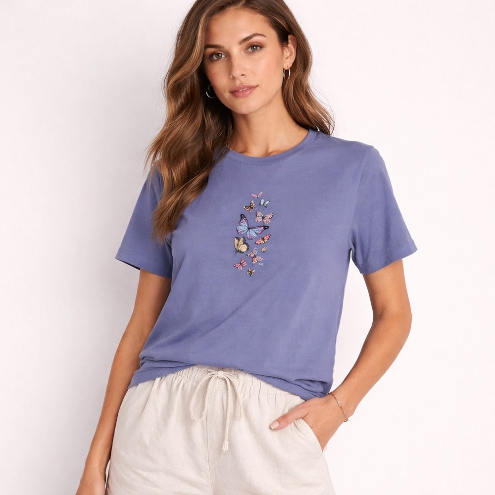Nature Periwinkle Blue T-Shirt Northern Reflections Butterfly Graphic Small